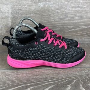 Vionic 335Python Women's Sz 7M Black Pink Low Top Lace Up Walking Sneakers